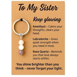 YACO STORE Sister Gifts From Sister Birthday Gifts, Stone Keychain with Meaningful Message Card for Her Women