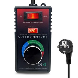 SiRyder Drehzahlregler AC230V,15A SCR Spannungsregler Mit Überlastungsschutz Drehzahlregler Motor Dimmer für Winkelschleifer Voltage Regulator 4000W Schuko Plug