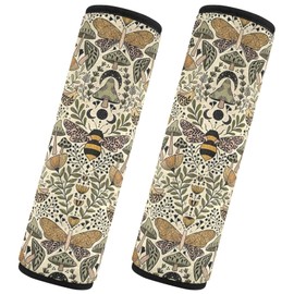 YUYUCH Wild Natural Flower Bird Mushrooms Honey Bee Moon Car Seat Belt Pads 2 Packs Neck Cover CarSeat Belt Cushions Pads Shoulder Strap Protectors Comfortable M