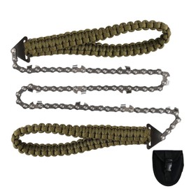 MITEGELO Motosierra de Bolsillo, Sierra de Alambre Manual Portátil, Mango de Paracord de 25 Pulgadas y 11 Dientes Bidireccionales, corte de árboles, equipo de salvamento, poda o uso de emergencia.