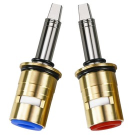 Upgraded 377XKRHJKABNF & 377XKLHJKABNF Long Ceramic 1/4-Turn Cold & Hot Cartridge Kit, Compatible with Chicago Cartridge, Long Stem for Concealed-Caps