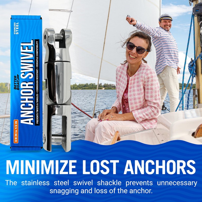 Better Boat Anchor Swivel, Stainless Steel Shackle Chain Swivel, Fits