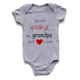 Koijhnb I'm Not Spoiled My Grandpa Just Loves Me Infant Baby Boy Girl Romper Bodysuit Short Sleeve Clothes as Novelty Gift (Grey-1, 12-18months)