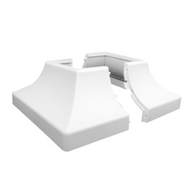 Simshoe Deck Post Base Cover – Durable, Snap-Together Shoe Base Instantly Transforms Hand & Stair Rail Feet – Porch, Stair & Deck Base Brackets Covers – UV-Resistant ABS Plastic (White)