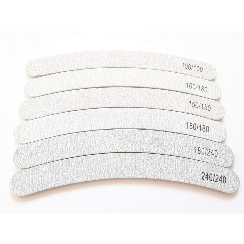 8X Nail Files Zebra Shape Banana Curved Boomerang Chose Grit