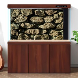 Riivvdise Stone Aquarium Background Natural Rock Fish Tank Background Rocky Glass Terrarium Background Stone Rock Reptile Habitat Background Poster Stone Wall with Sunray Aquarium Background 36x18in