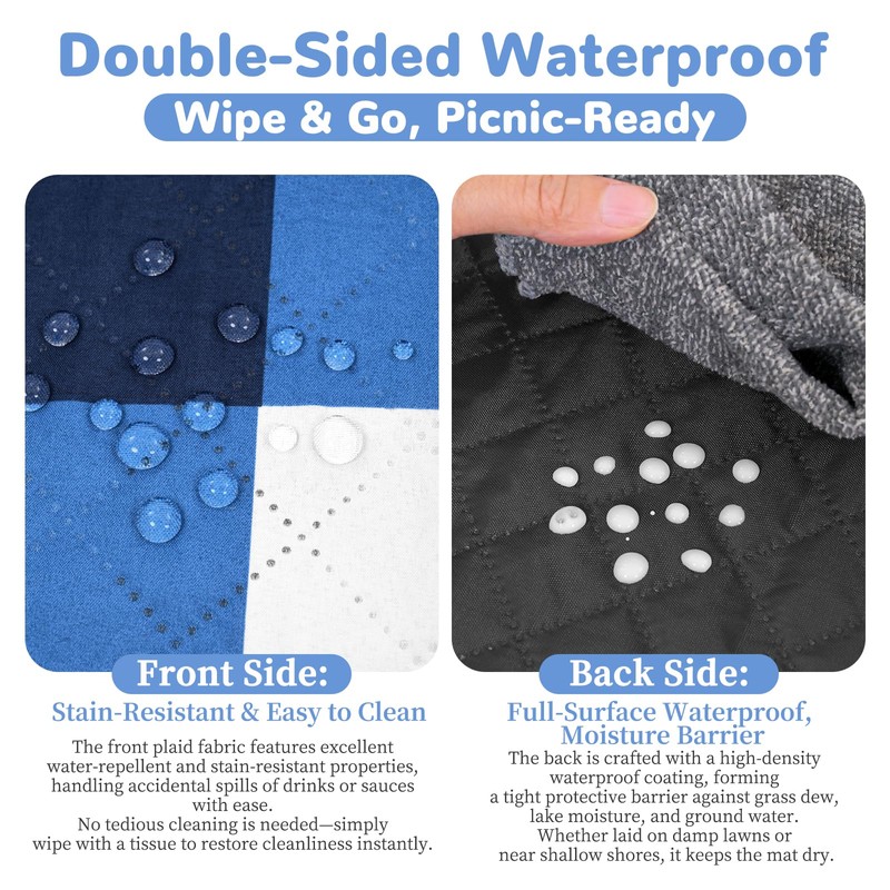 Tomeurperf Large Picnic Blanket Beach Blanket, 80''x80'' Outdoor Mat Waterproof