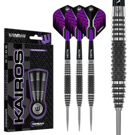 WINMAU Darts Kairos 24g 90% Professional Tungsten Steel Tip Darts Set with Dart Flights and Dart Shafts (Stems)