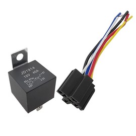 DollaTek JD1914 12V 40A Car Relay with Cable Set Sockets 5-Pin SPDT Relay with Colour Coded Cables for Car, Truck, Van, Motorcycle, Boat, Pack of 5