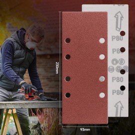 Sruhrak 93x230mm Sandpaper, 50 Pieces Sanding Sheets Stick and Peel Sanding Pads 150 Grits Sander Paper Set for Electric Sander Polishing, Rust Removal