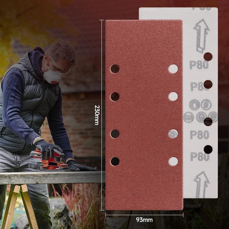 Sruhrak 93x230mm Sandpaper, 50 Pieces Sanding Sheets Stick and Peel