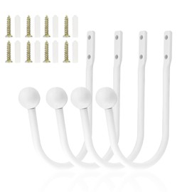 Pack of 4 Curtain Holders, Wall, Metal Curtain Holders, Tiebacks, White, Wall Mounting, Curtain Holder, U-Shape Tie-Backs, Curtains, Decorative for Living Room,