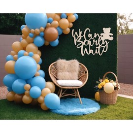 We Can Bearly Wait Wooden Sign – Bear Wood Hanging Decorations for Gender Reveal and Baby Shower Party, Birthday Photo Props Decor