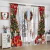 Christmas Window Curtains Winter Xmas Tree Glitter Print Curtains Home