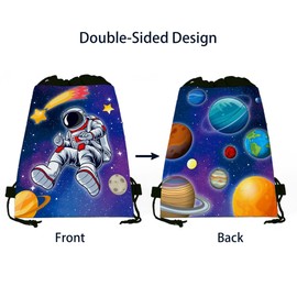 QYCX 12 Packs Space Gift Bags Outer Space Drawstring Gifts Bags Party Favors Bags Candy Bags Outer Space Galaxy Astronaut Candy Bag Gift Bags Outer Space Goodie Bags Outer Space Drawstring Backpack
