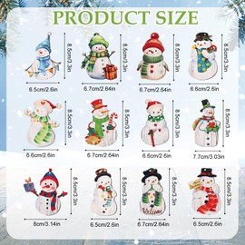 36pcs Wood Snowman Christmas Ornaments, Winter Wooden Snowman Cutout Rustic Snowman Xmas Tree Hanging Ornaments Vintage Christmas Decorations for Christmas Tree Home Holiday Party (Style 1)