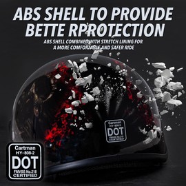 Cartman Cruiser Scooter Motorcycle Half Face Helmet, Red Skull USA Graphics, DOT Approved for Bike Scooter ATV UTV Chopper X-Large