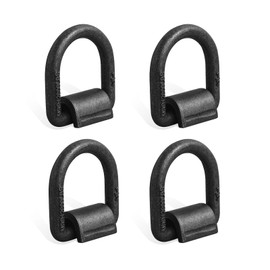 JOYOKYOPK 4 Pack Heavy Duty Weld On D-Ring for Trailer 1/2 Inch 12000 LBS. Stake Pocket D Rings Truck Tie Down Anchor, Black(1/2 Inch)