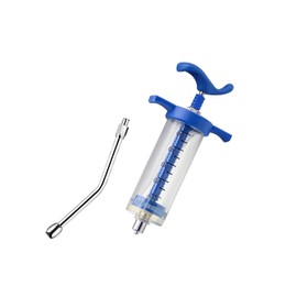 1 Set Feeding Syringe with Drench Nozzle Adjustable Dosage Reusable Drench Gun Syringe for Goat, Horse, Sheep, Dog, Pig, Cat, Bird, Small Pet (M-50ml)