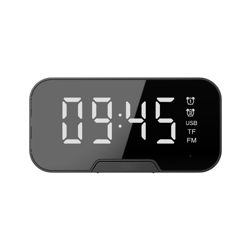 Bedside Desktop Bluetooth Mirror Surface LED Alarm Clock Speaker FM