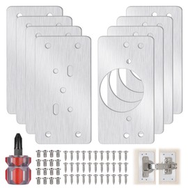 Zocipro 8Pcs Hinges Repair Plate, Stainless Steel Hinge Repair Kit with Screws, Kitchen Cabinet Cupboard Door Hinge Repair Plate Brackets for Kitchen Furniture Wardrobe