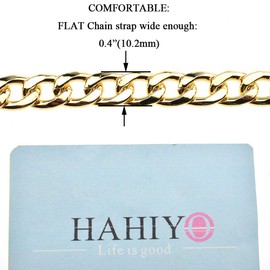 HAHIYO Purse Chain Strap Length 7.9 inches SPOT-ON Gold for Shoulder Cross Body Sling Purse Handbag Clutch Replacement Strap Comfortable Flat 0.4” Wide Enough 2.4mm Extra Thick Metal Strap 1 Pack
