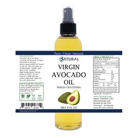 Zatural Virgin 100% Pure Natural Avocado Oil without Additives, Clean, Cold Pressed, Non-GMO, Vegan: For Cooking, Frying, Baking and for Sauces, Dressings, Marinades, Salads (8 Ounce Spray)