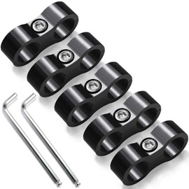 Vignee 5 Pieces Separator Clamp,Aluminum Hose Fitting Adapter,Fuel line Mounting Clamps,Hose Separator Clamp for Oil Line, Brake Line,Gas Line and Water Pipe(Black,AN6)