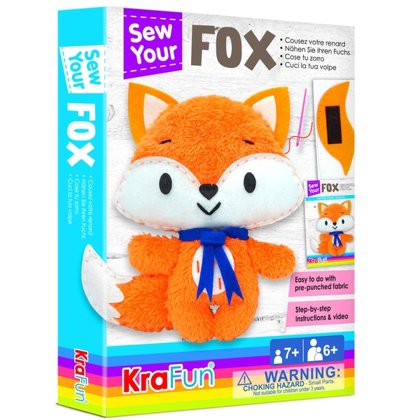 KRAFUN Fox Animal Sewing Kit for Kids Beginners My First