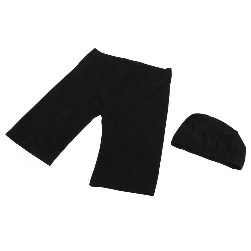 Men Swim Shorts and Cap Waterproof Adjustable Waist Strap Quick