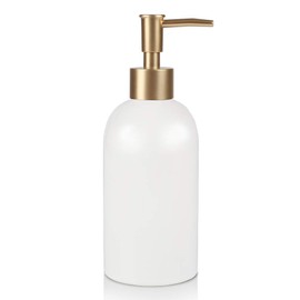 Natheeph 14OZ Ceramic Soap Dispenser Ceramic Soap Pump Dispenser Can Fill Liquid for Bathroom/Kitchen (White)