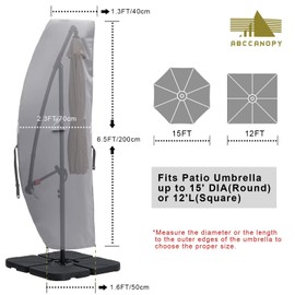 Offset Umbrella Cover for 8FT to 15FT Light Gray by ABCCANOPY