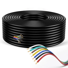 7 Way Trailer Wire – Heavy Duty 14 Gauge 7 Pin Trailer Wiring Harness Kit with Color-Coded PVC Jacket – Flexible 7 Conductor Insulated Cable for RV, Camper, Truck, Boat, Utility Trailers (50 Feet)