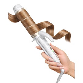 FURIDEN Lite Dual-Voltage Curling Iron: 110V-240V 1 1/2 Inch Ceramic Wide Barrel 2-in-1 Curling Iron for Chin Length Hair - Europe Travel for Soft Curls with Clamp