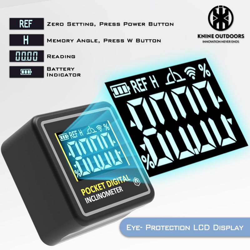KNINE OUTDOORS Mini Digital Angle Finder 4-side Strong Magnetic Angle