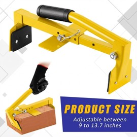 Lanties Adjustable Heavy Duty Brick Tongs Set Heavy Duty Block Tongs with Rubber Pad Handle and Work Gloves Adjustable 9-13.7 Inches Paver Tool for Bricks Lifting Carrying (Yellow)