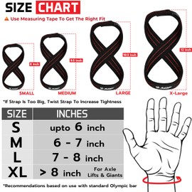 AQF Figure 8 Lifting Straps, Anti Slip Gym Wrist Supports for gym, Powerlifting, Weightlifting, Deadlifting, Heavy Duty Gym Straps, Ideal Lifting Straps for Strength Training (Black & Red, L)