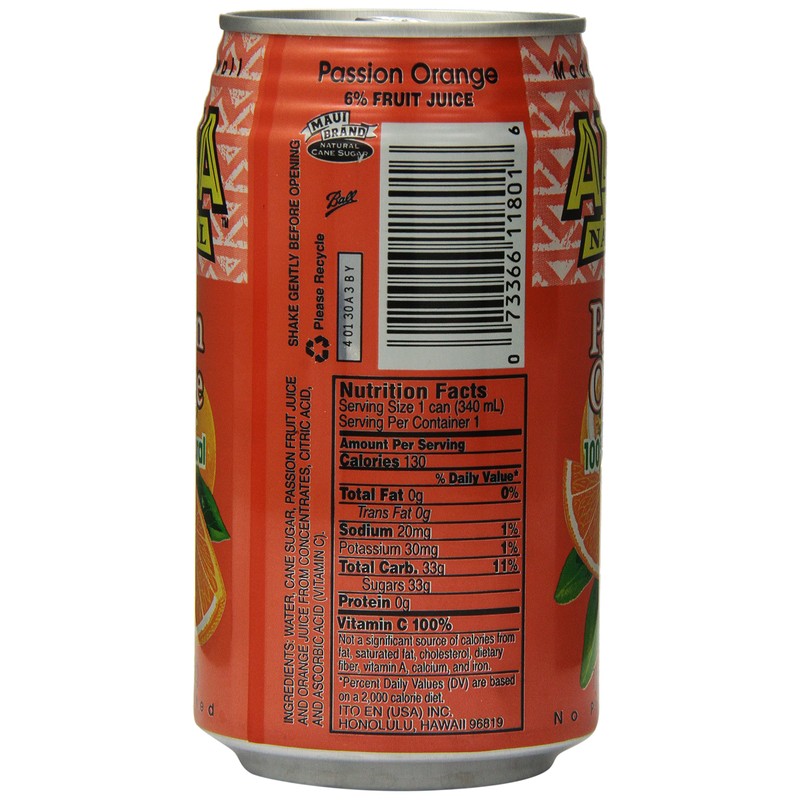 Aloha Maid Juice, Passion Orange, 11.5 Fl Oz (Pack of