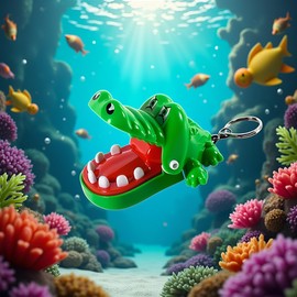 Green Crocodile Teeth Toy Classic Crocodile, Crocodile Biting Fingers Dentist Games Funny Alligator Teeth Game Decompression Keychain, Novelty Practical Joke Car Keychain