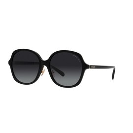 Coach HC8360F Low Bridge Fit Sunglasses, Black/Grey Gradient Polarized, 58 mm