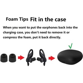 BLLQ Foam Ear Tips Compatible with Powerebats Pro Replacement Ear Tips, Perfect Noise Cancellation, Fit in Case, S/M/L 3 Size Foam Tips 6 Pairs Black (515)