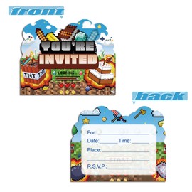 20pcs Video Game Birthday Party Invitations,Video Game Birthday Party supplies, Birthday Invitation Cards for Girls