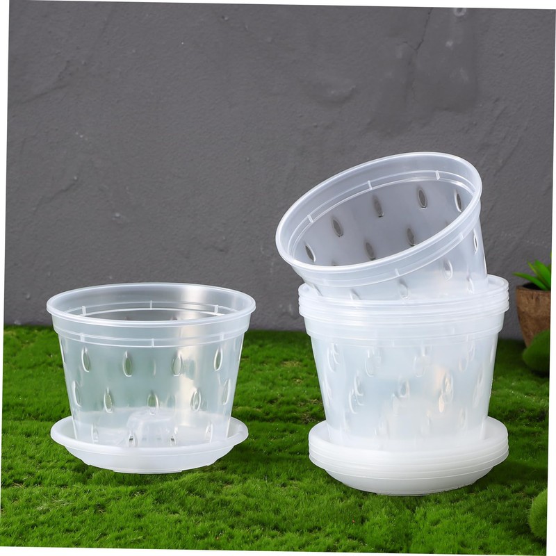 SUPVOX 5sets Clear Nursery Pots with Drainage Holes Transparent for