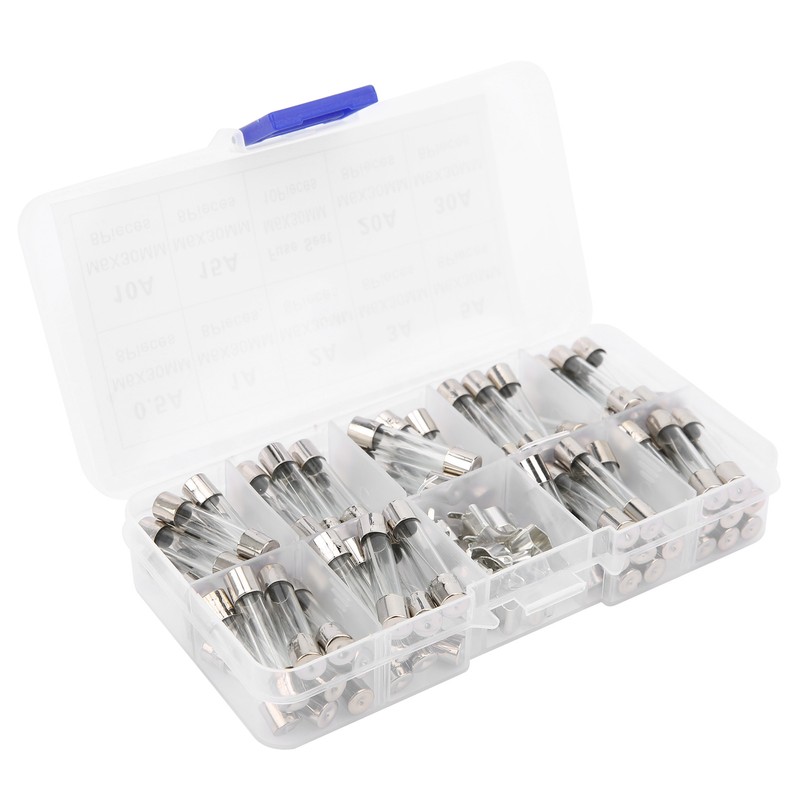 2Boxes Glass Tube Fuse Kit M6x30mm 0.5A‑30A Fast Acting Quick