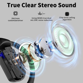 BUGANI Open Ear Bluetooth 5.2 Headphones, Wireless Sport Earbuds with Microphone, 32H Playtime, Waterproof