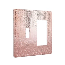 Pink Glittery Bling 2 Gang Single Toggle/Rocker Combination Light Switch Cover Decorative Wall Plate Faceplate Boys Kids Teen Girl Bedroom Room Decorate 4.5" x 4.5