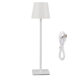 Cordless Table Lamp 3 Color Stepless Dimming 2000mAh Minimalist Rechargeable LED Desk Light for Bedroom Living Room White