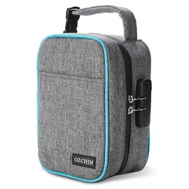 OZCHIN Large Smell Proof Bag With Combination Lock Carbon lined File Organizer Case Durable Lunch Container Lock Bag Travel Storage Case Great Gifts for Mother's Day - Color: Grey
