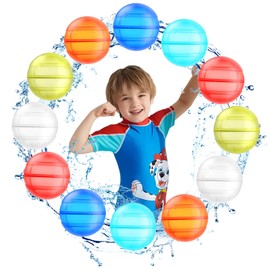 Pack of 12 Reusable Water Balloons, One Second Quick Fill Water Bomb Set, Water Toy, Pool Toy, Beach Toy for Summer