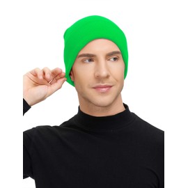 Century Star Knitting Unisex Beanie Cozy Winter Hat Stretchy Tuque Gift for Parents Men or Women 1 Pack Neon Green